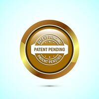 Patent pending icon design illustration, patent pending logo, badge, seal emblem, Gold color round button design vector
