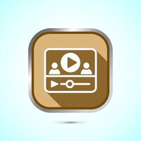 lectures icon design illustration, conference icon, Online seminar sign, Gold shadow button design vector