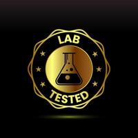 Lab tested icon. Laboratory testing product quality certificate sign symbol, Clinically certified, Gold color style vector