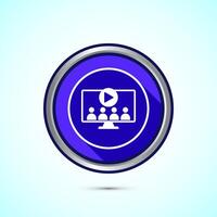 lectures icon design illustration, conference icon, Online seminar sign, Blue shadow button design vector