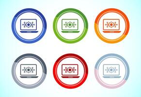 Information technology icon design. Digital tech icon, 6 color button vector
