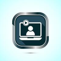 lectures icon design illustration, conference icon, Online seminar sign, Gray shadow button design vector