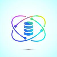 Data science icon illustration. Big data, digital tech icon, low poly style vector