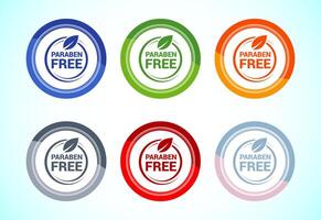 Paraben free icon design for product label, 6 color button design set vector