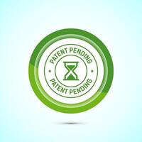 Patent pending icon design illustration, patent pending logo, badge, seal emblem, Green color button design vector