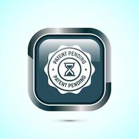 Patent pending icon design illustration, patent pending logo, badge, seal emblem, Gray color square button design vector