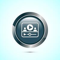 lectures icon design illustration, conference icon, Online seminar sign, Gray color round button design vector