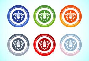 Information technology icon design. Digital tech icon, 6 color button design set vector