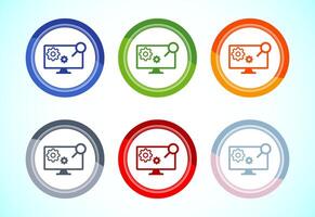 Information technology icon illustration. Digital tech icon, 6 color button design vector