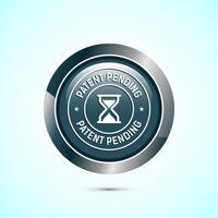 Patent pending icon design illustration, patent pending logo, badge, seal emblem, Gray color round button design vector
