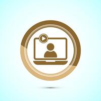 lectures icon design illustration, conference icon, Online seminar sign, Gold color button design vector