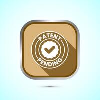 Patent pending icon design illustration, patent pending logo, badge, seal emblem, Gold shadow button design vector