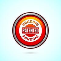 Patent pending icon design illustration, patent pending logo, badge, seal emblem, Orange color round button design vector