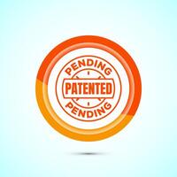 Patent pending icon design illustration, patent pending logo, badge, seal emblem, Orange color button design vector
