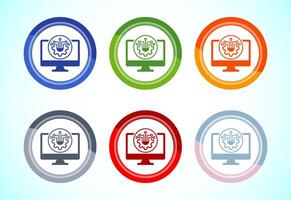 Information technology icon. Digital tech icon, 6 color button design set vector