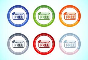Paraben free icon design, suitable for product label, 6 color button design set vector