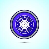 Patent pending icon design illustration, patent pending logo, badge, seal emblem, Blue shadow button design vector