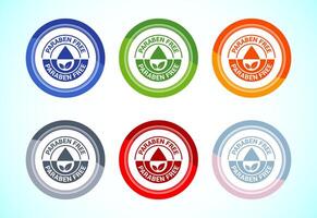 Paraben free icon design, suitable for product label, 6 color button design vector