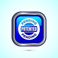 Patent pending icon design illustration, patent pending logo, badge, seal emblem, Blue color square button design vector
