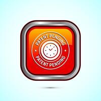 Patent pending icon design illustration, patent pending logo, badge, seal emblem, Orange color square button design vector