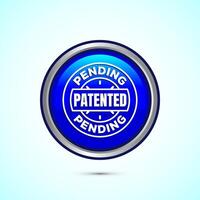 Patent pending icon design illustration, patent pending logo, badge, seal emblem, Blue color round button design vector