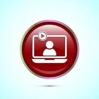 lectures icon design illustration, conference icon, Online seminar sign, Red color round button design vector