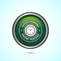 Patent pending icon design illustration, patent pending logo, badge, seal emblem, Green color round button design vector