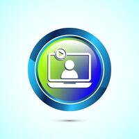 lectures icon design illustration, conference icon, Online seminar sign, Glossy round button design vector