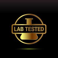 Laboratory testing product quality certificate symbol, Clinically certified, Gold color style vector
