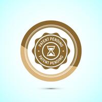 Patent pending icon design illustration, patent pending logo, badge, seal emblem, Gold color button design vector