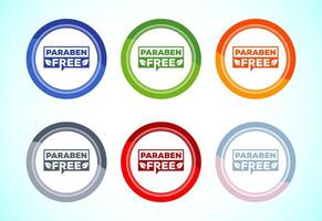 Paraben free icon illustration, suitable for product label, 6 color button design set vector