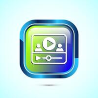 lectures icon design illustration, conference icon, Online seminar sign, Glossy square button design vector