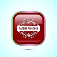 Patent pending icon design illustration, patent pending logo, badge, seal emblem, Red color square button design vector