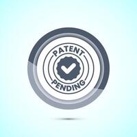 Patent pending icon design illustration, patent pending logo, badge, seal emblem, Gray color button design vector