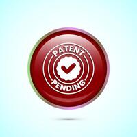 Patent pending icon design illustration, patent pending logo, badge, seal emblem, Red color round button design vector