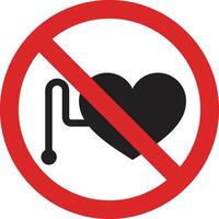 No access for persons with pacemakers sign isolated on white background . Prohibited from working people with pacemakers symbol . illustration vector