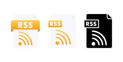 RSS document icons symbolizing web feed formats for online content distribution vector