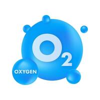 Oxygen molecule O2 with surrounding atoms forming blue sphere vector