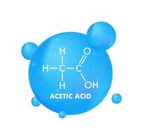 Acetic Acid Molecule Structure inside Blue Sphere with other Spheres Floating Around vector