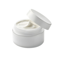 White Jar of Cream Open and Displayed on a Transparent Background png