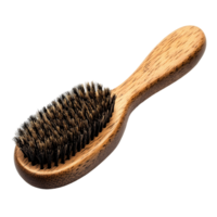Wooden Brush with a Brown Handle and Dual Colored Bristles png