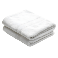 Two white towels are folded and placed on a transparent background png