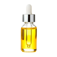 Bottle of Oil with Silver Cap Resting on Transparent Background png