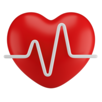 Stylized heart with pulse line. Isolated on transparent background png