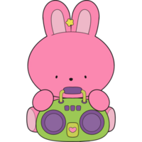 The rabbit with cassettes player png