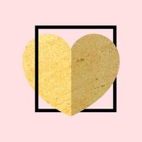 Golden heart with foil texture frame vector