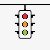 Traffic control light signal with red, yellow and green color flat icon for apps and websites. vector