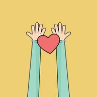 Hands holding the heart on a white background. illustration. Place for your text. vector