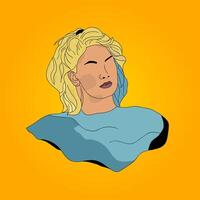 Pin up girl. Pretty woman face in sketch style. Portrait of a blonde girl in a flat style. Stylish image of an actress, model. vector