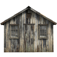 Rustic Wooden Cabin with Windows on Transparent Background png